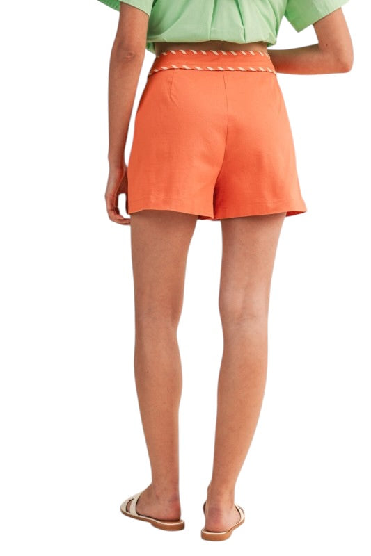 Orange Whipstitch Shorts