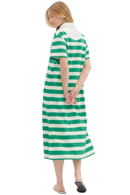 Green Stripe Knit Midi