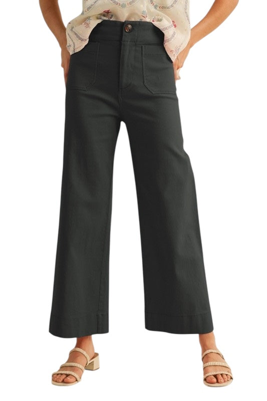 Patch Pocket Twill Pant in Black