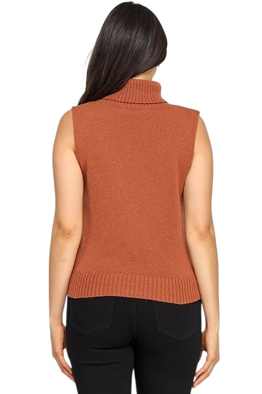 Brushed Knit Sleeveless Turtleneck