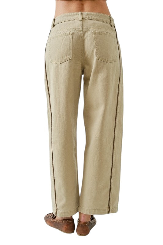 Taupe & Chocolate Barrel Jeans