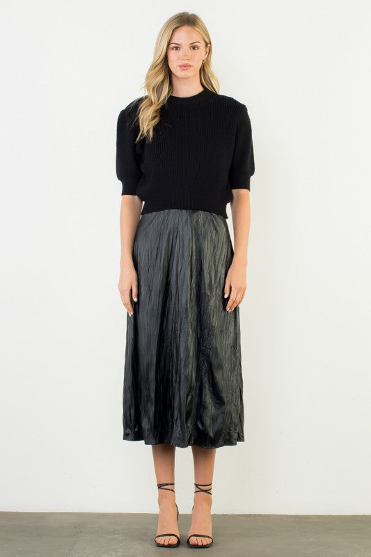 Black Short Sleeve Knit Top