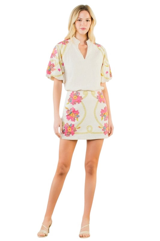 Natural Cotton Embroidered Top