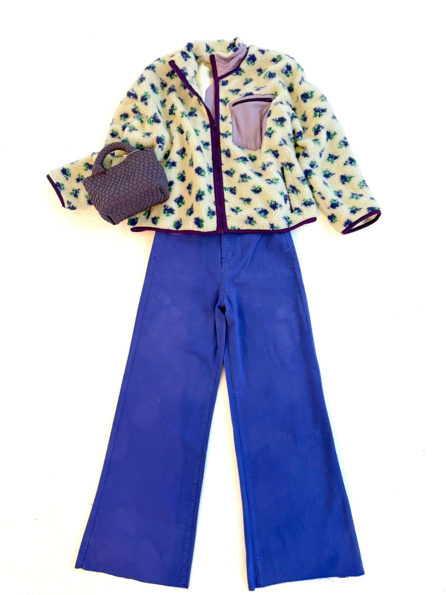 Purple Blooms Sherpa Jacket