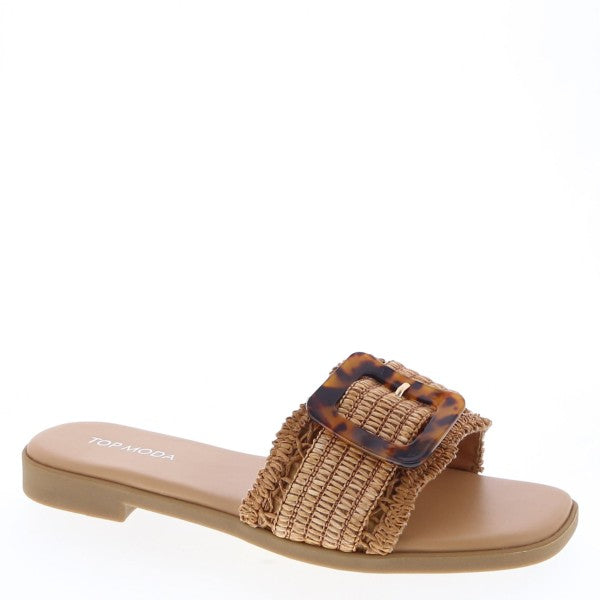 Raffia Tortoise Buckle Slide