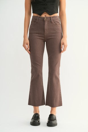 Denim Crop Flare in Chocolate