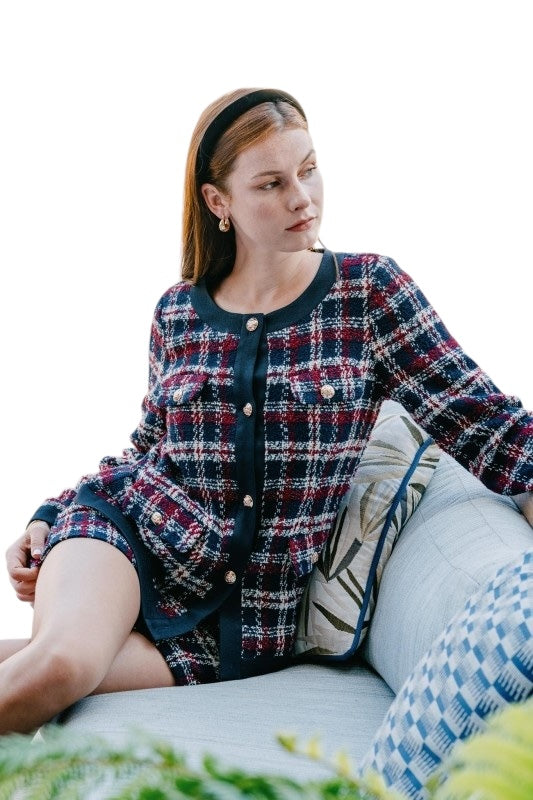 Red & Blue Tweed Blazer