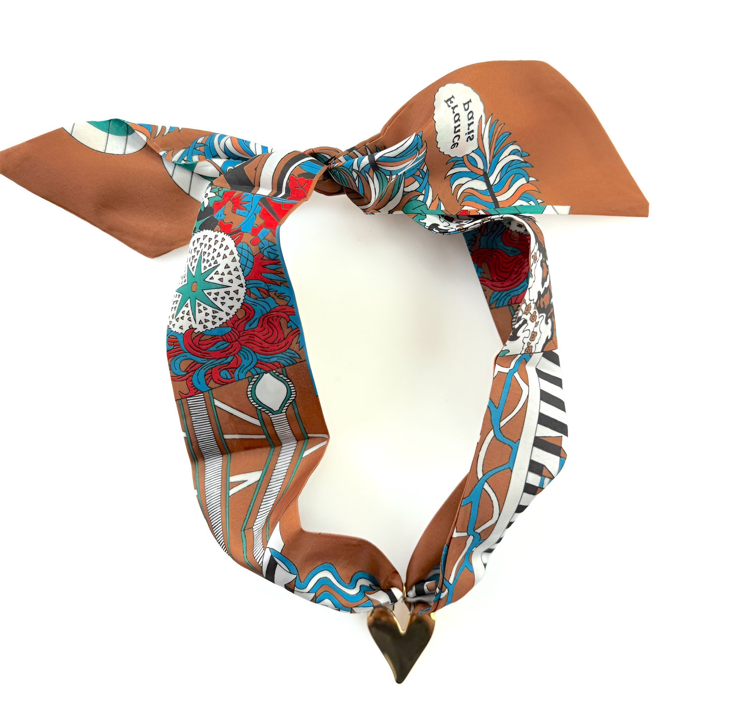 Camel Scarf Necklace w/ Abstract Heart