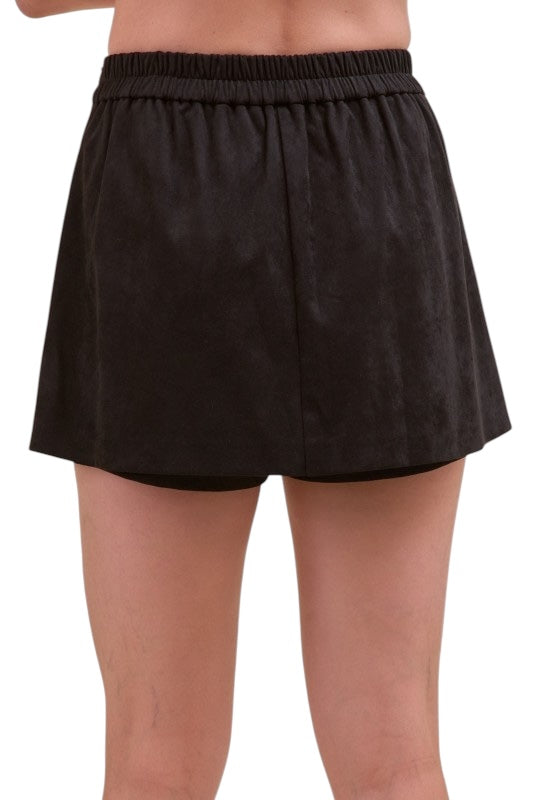 Suede Studed Skort in Black
