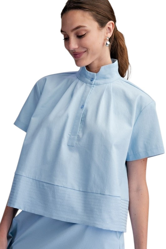 High Neck Stitched Top- 2 Colors