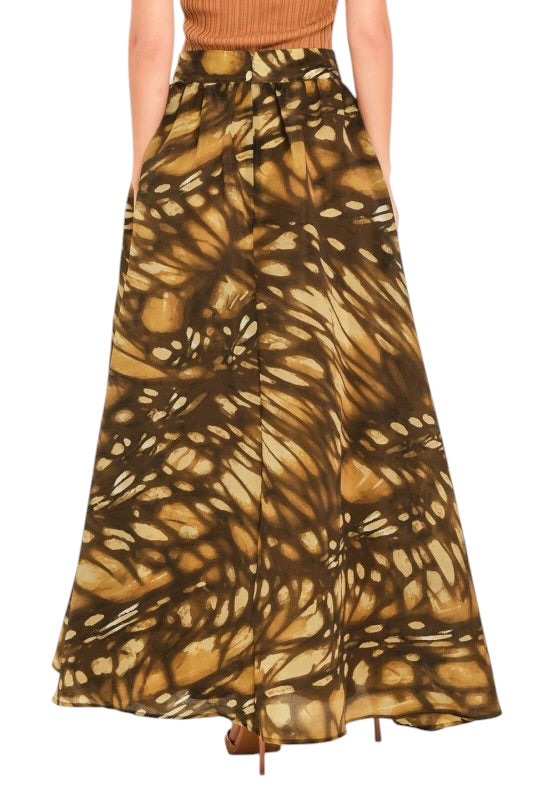 Brown Butterfly Maxi Skirt