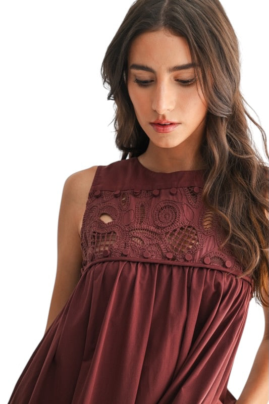 Paisley Lace & Crochet Maxi in Espresso