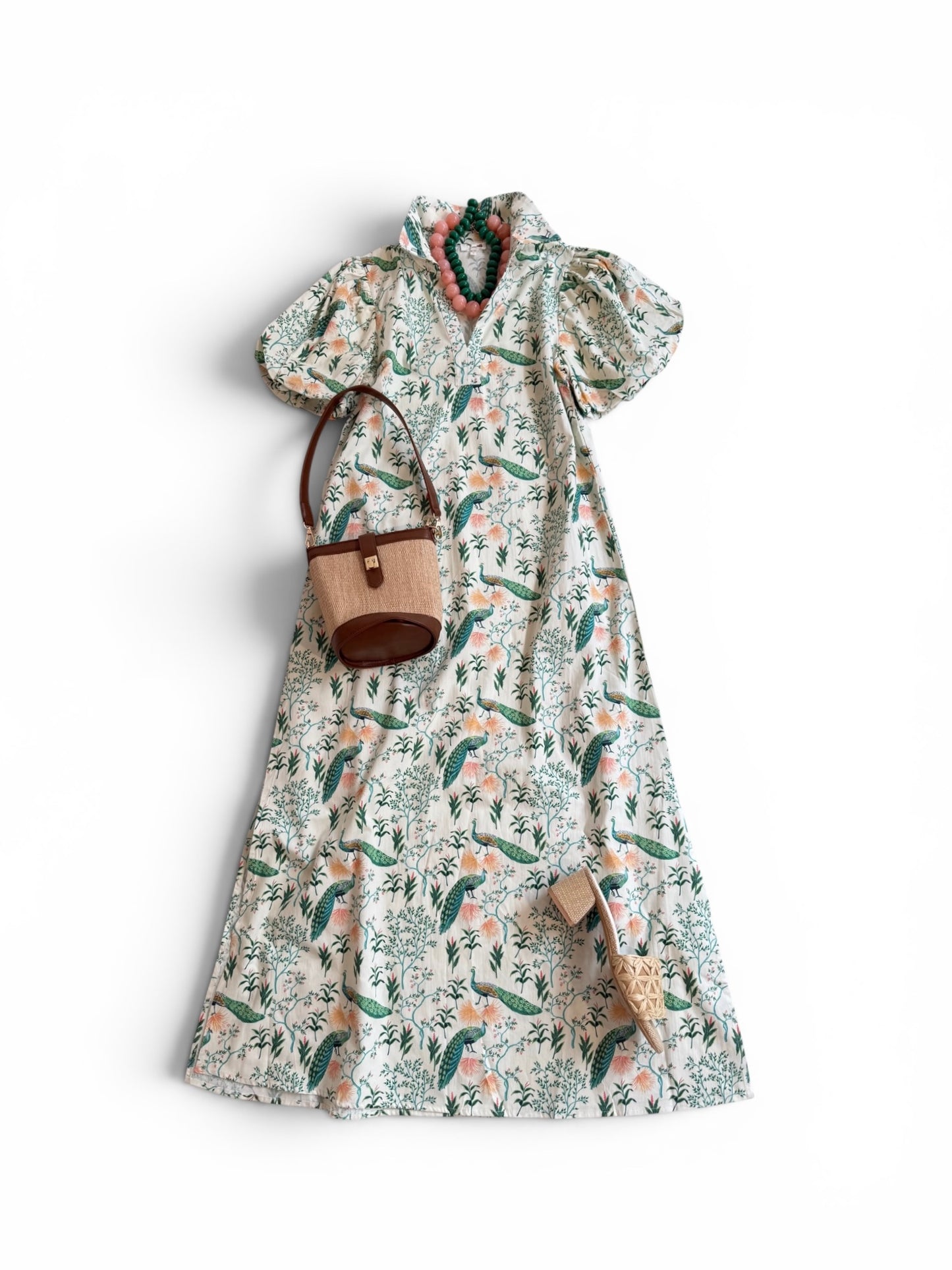 Peacock Garden Shirt Dress
