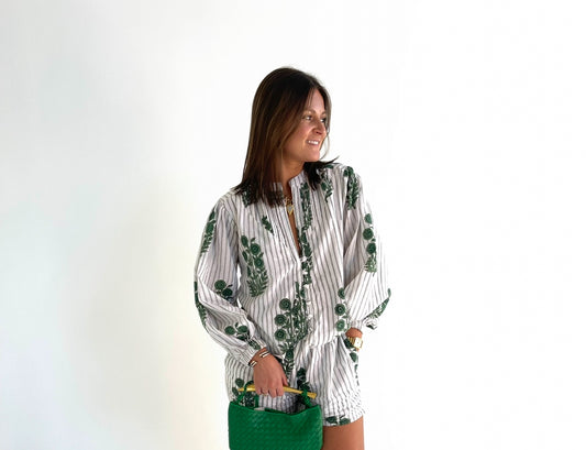 Brooke Top in Green Marigold Stripe