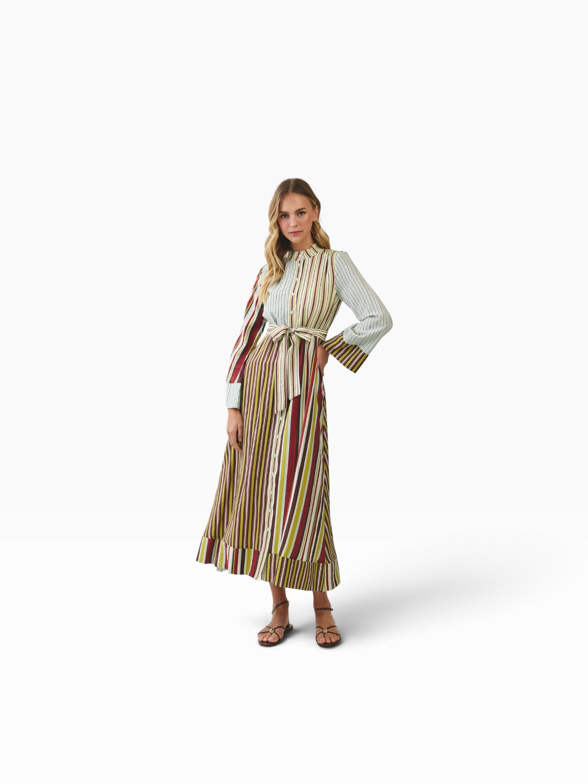 Mixed Stripes Shirt Dress