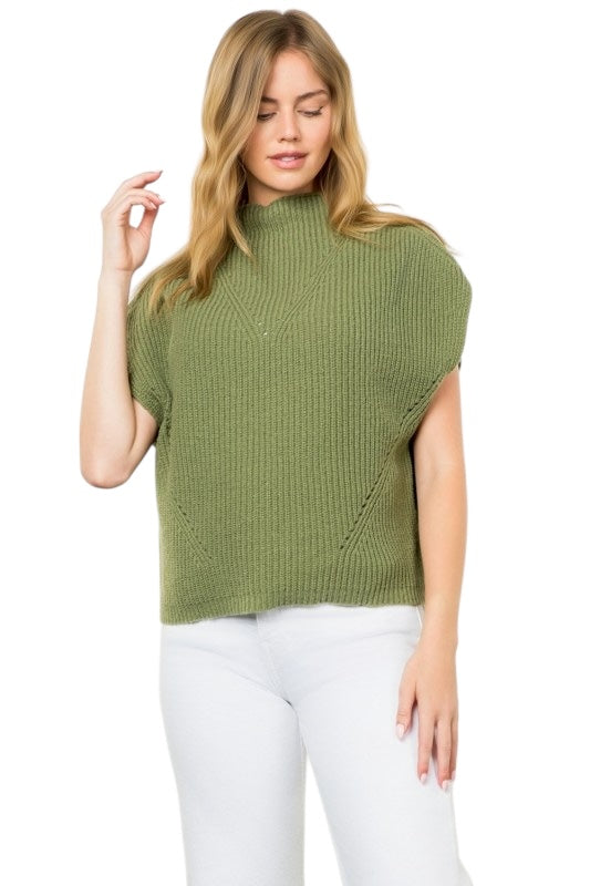 Cap Sleeve Sweater in Olive
