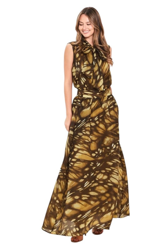Brown Butterfly Maxi Skirt