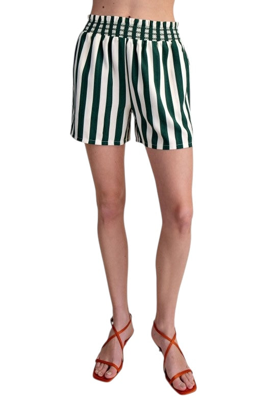 Cabana Stripe Smocked Waist Short- 2 Colors