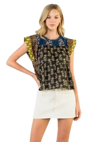 Mixed Print Cotton Top