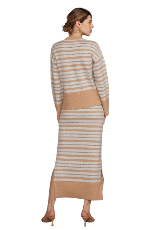 Latte & Blue Sweater Set