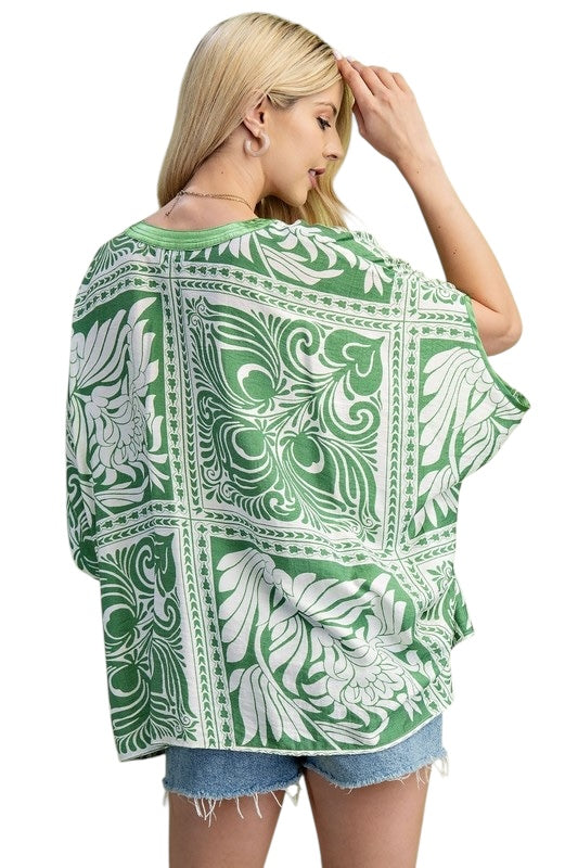 Olive Tiles Poncho Top
