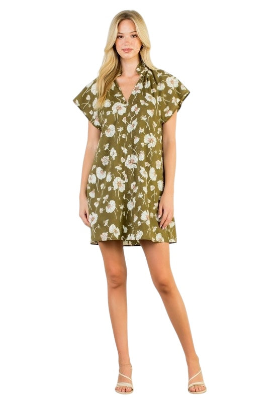 Olive Poppy Shift