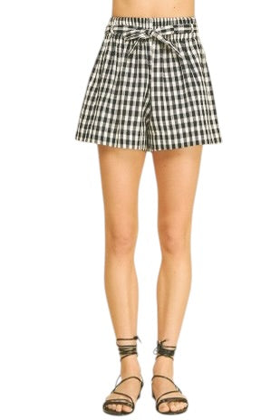 Black Gingham Shorts