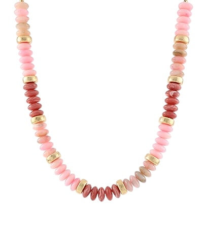 Bead & Gold Disc Necklace- 2 Colors