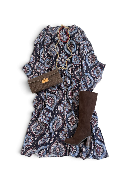 Navy Medallion Caftan