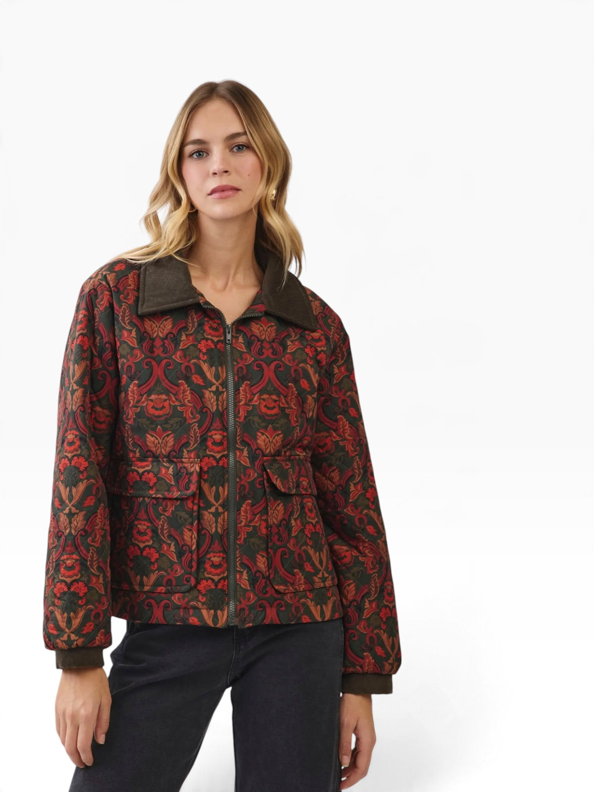 Olive & Rust Floral Jacket