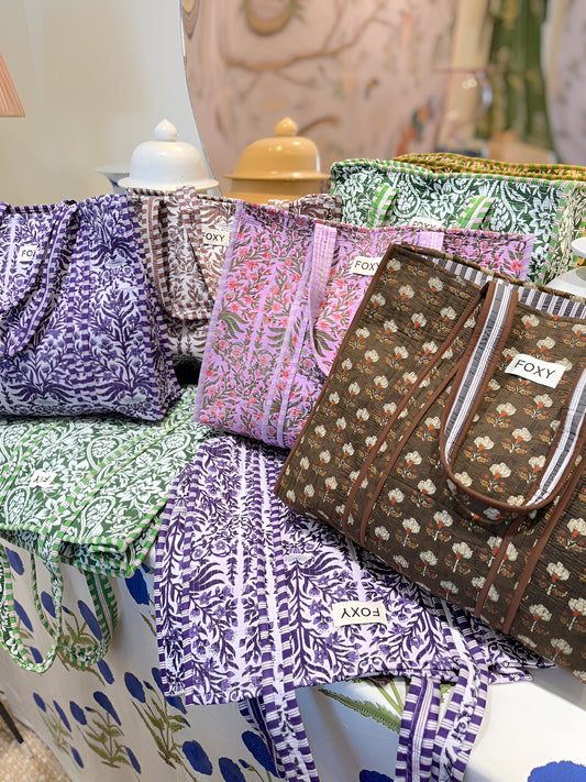 FOXY Block-Print Totes