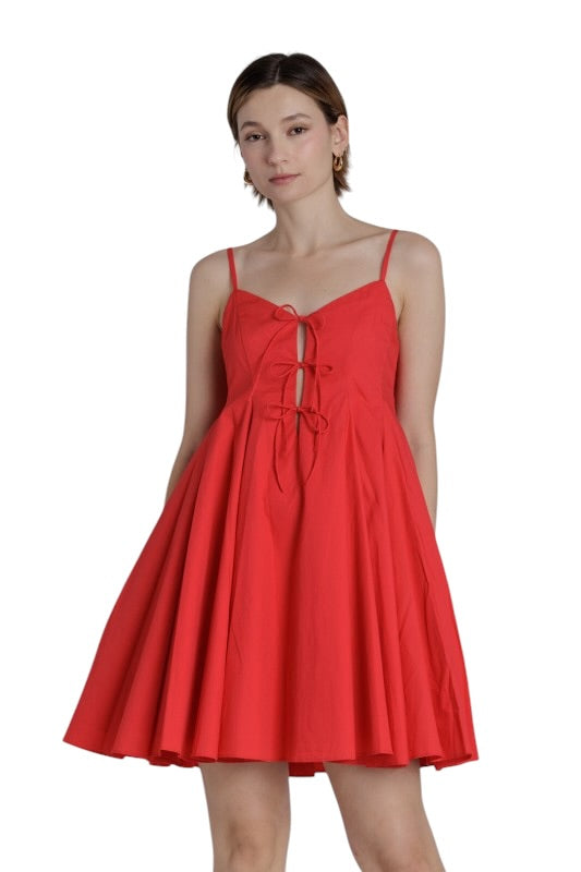 Tie Front Poplin Sundress - 2 Colors