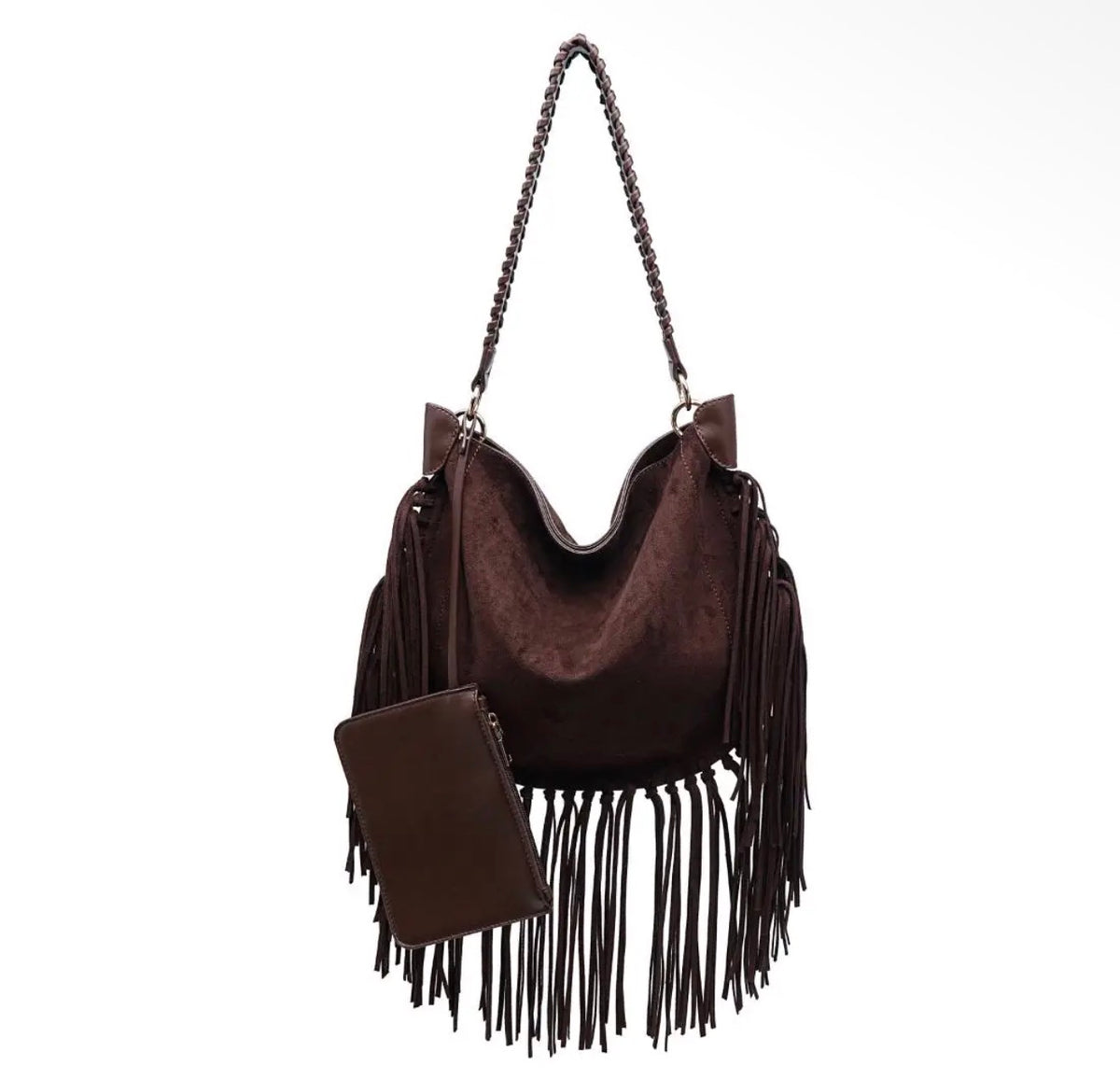 Fringed Suede Hobo- 2 Colors