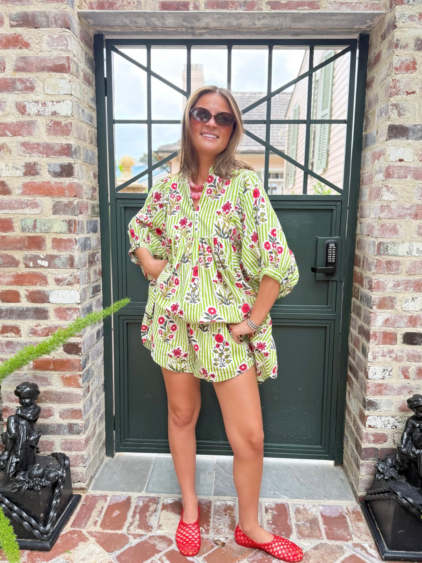 FOXY Set in Lime Floral Stripe
