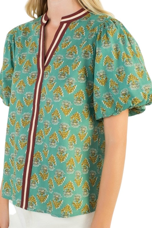 Blockprint Center Stripe Blouse