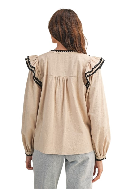 Hemstitch Double Ruffle Top