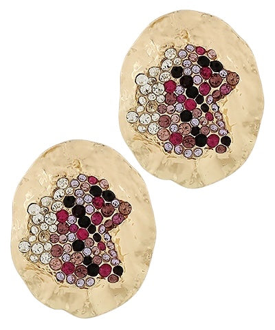 Hammered  Beaded Disc Earring