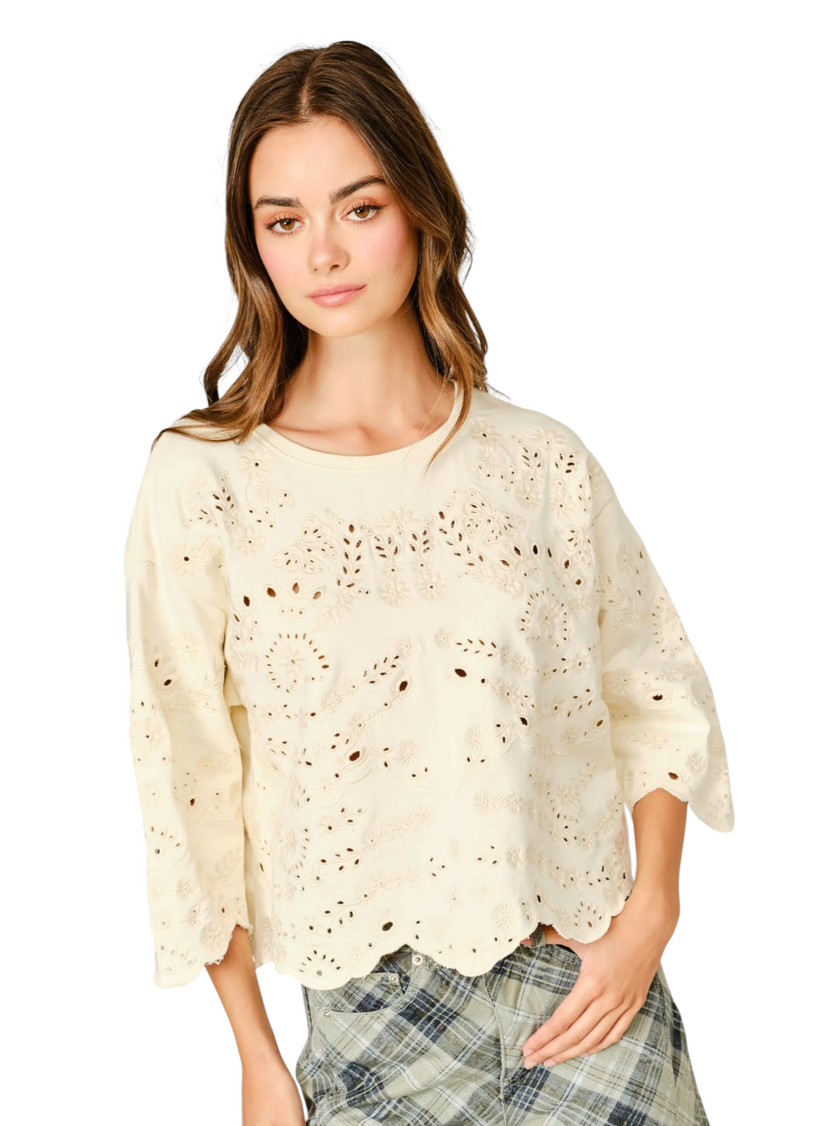 Eyelet Sweatshirt- 2 Colors