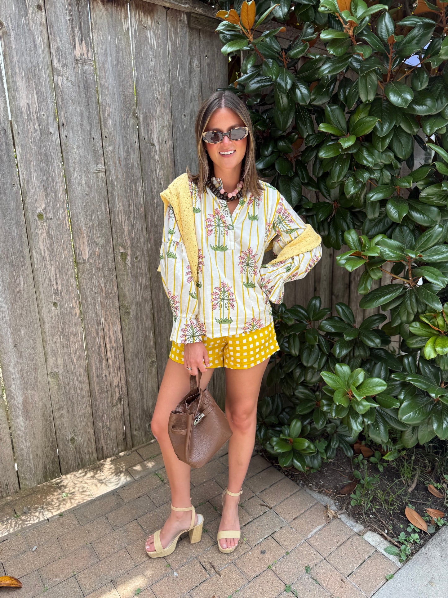 Court Set in Yellow Floral Stripe+ Gingham