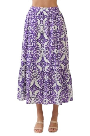 Purple Medallion Midi Skirt