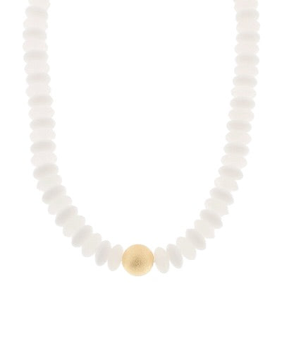 Gold Bead Stone Necklace- 5 Colors