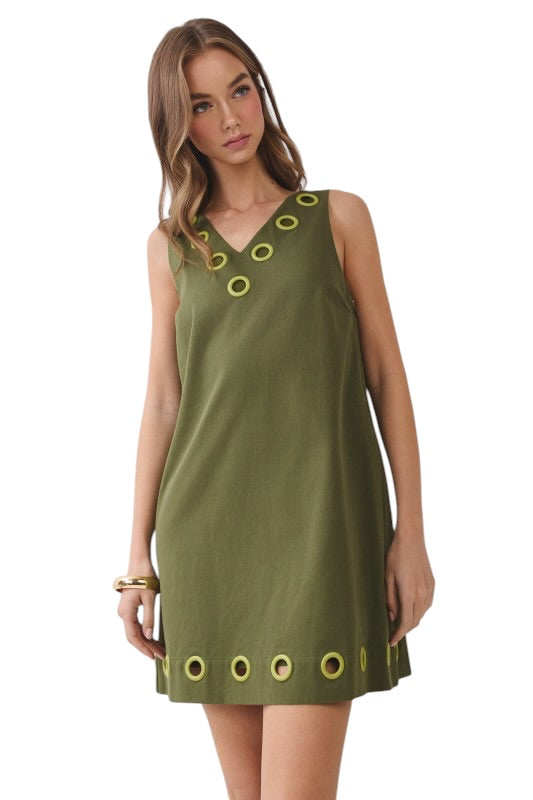 Olive & Citron Rivet Shift