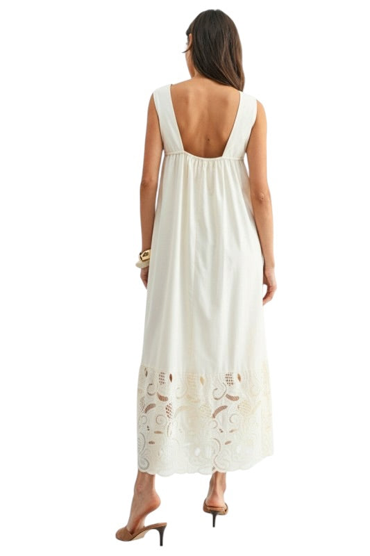 Paisley Lace & Crochet Maxi in Cream