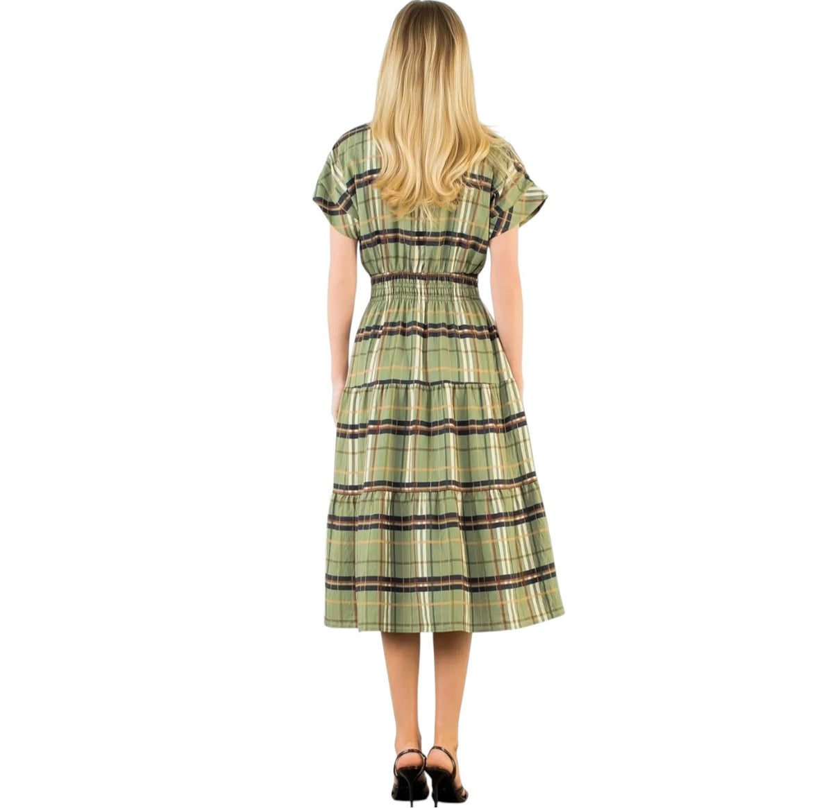 Olive Plaid Midi