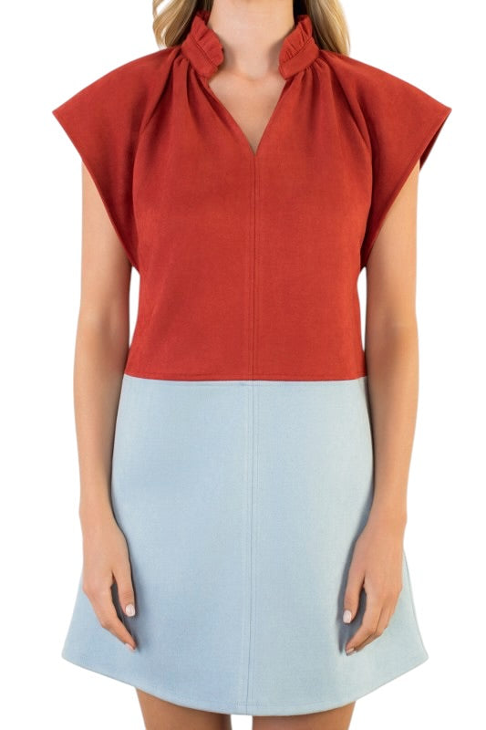 Colorblock Suede Shift
