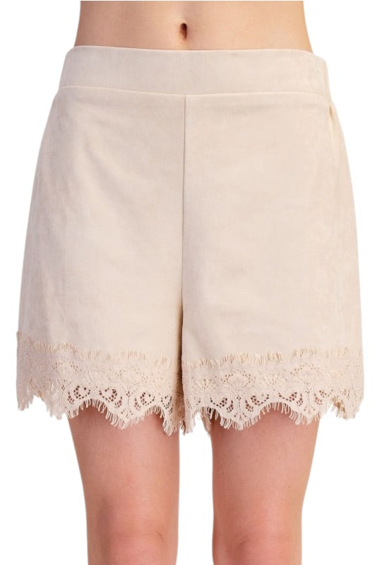 Suede Lace Detail Shorts