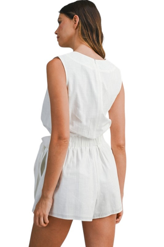 Wrap Front V Neck Romper