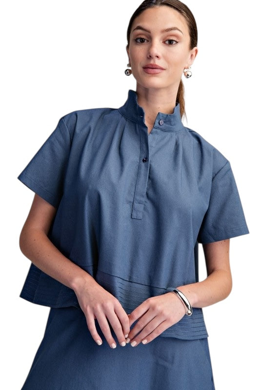 High Neck Stitched Top- 2 Colors