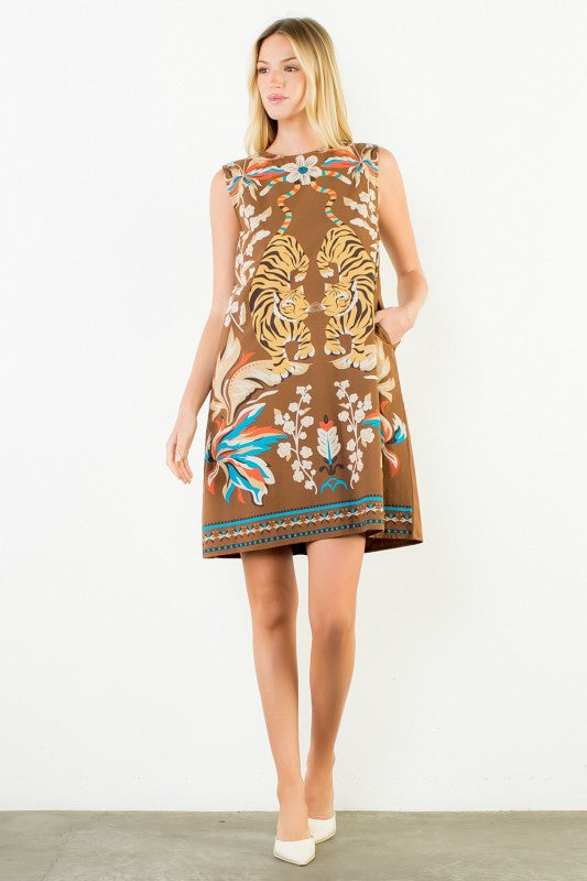 Fall Tiger Sleeveless Shift