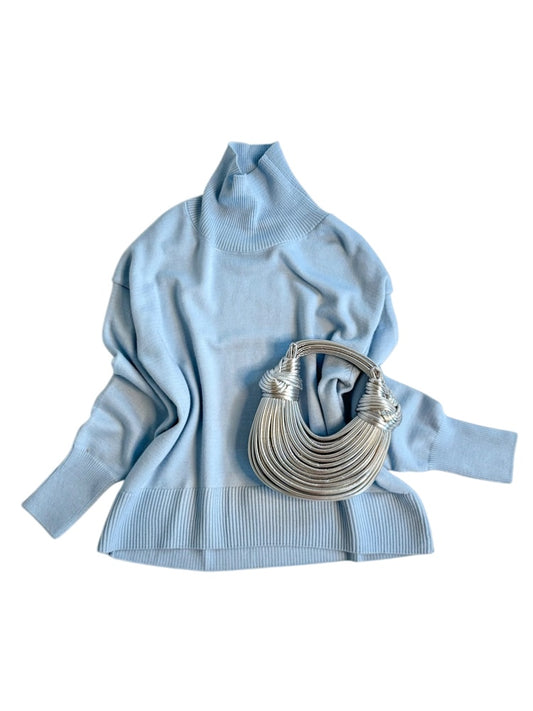 Funnel Neck Sweater in Ice Blue